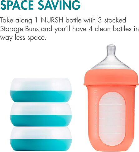 Boon Nursh Baby Bottle Storage Buns - Baby Bottle Holder for Nursh Baby Bottles - Travel Baby Bottle Holder - Portable Baby Bottle Storage and Organizer - Blue and White - 3 Count in Saudi Arabia
