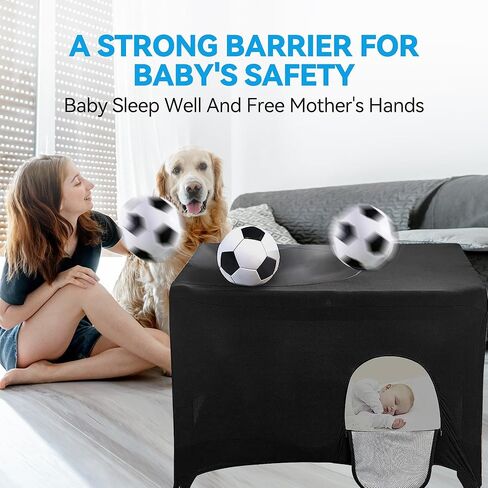 RENAISSANT Pack N Play Blackout Cover - Travel Crib Cover, Breathable Portable Travel Crib Shades, Portable Stretchy Netting Cover for Indoor & Outdoor (Black) in Kuwait