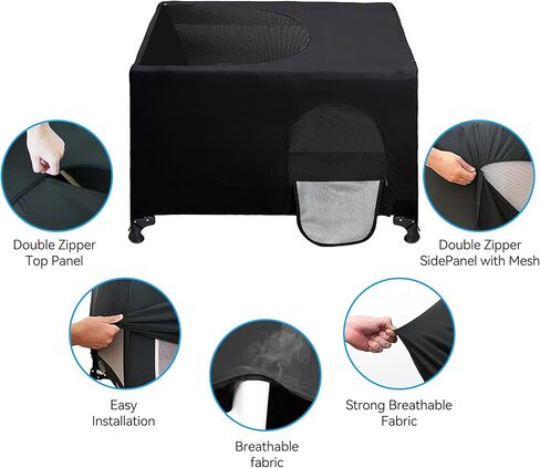RENAISSANT Pack N Play Blackout Cover - Travel Crib Cover, Breathable Portable Travel Crib Shades, Portable Stretchy Netting Cover for Indoor & Outdoor (Black) in Kuwait