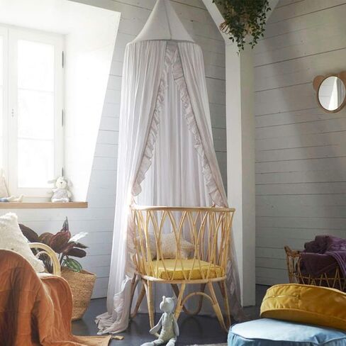 Bed Canopy with Frills Reading Nook Game Tent for Kids Boho Hanging Net Play Room Decor(Dusty Rose) in Saudi Arabia