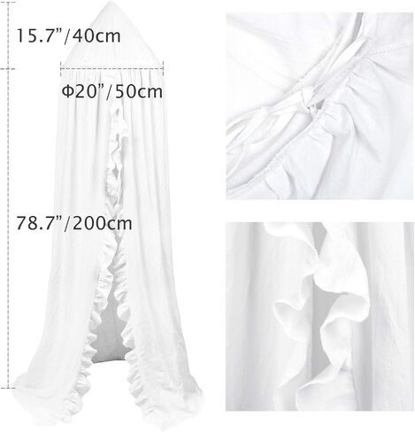 Bed Canopy with Frills Reading Nook Game Tent for Kids Boho Hanging Net Play Room Decor(Dusty Rose) in Saudi Arabia