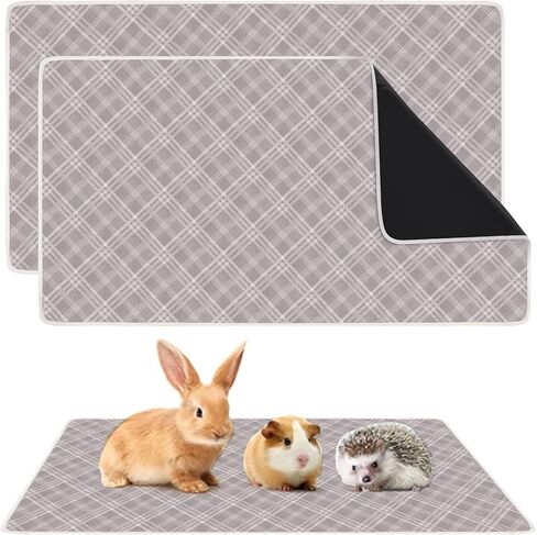 بطانات قفص الفراش خنزير غينيا - 2 حزمة 47 "× 24" منصات تبول خنزير غينيا قابلة للغسل مقاومة للماء وقابلة لإعادة الاستخدام ماصة من الصوف خنزير غينيا بطانات قفص الحيوانات الأليفة منصات تبول للحيوانات الصغيرة أقفاص أرنب الهامستر الجرذ الرمادي in Kuwait