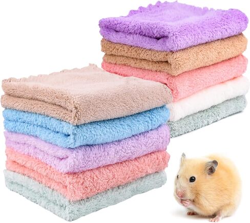 QUACOWW 10 Pieces Guinea Pig Blanket, Rabbits Hamster Fleece Cage Liners, Small Animals Bedding Mats, Soft Guinea Pig Accessories Bathe Towels for Small Animals Pets Dog Puppy Cat in Kuwait