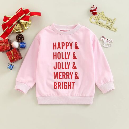 Hnyenmcko طفل رضيع فتاة ملابس عيد الميلاد إلكتروني طباعة طويلة الأكمام البلوز الأعلى Crewneck البلوز سترة 0-5T in Kuwait