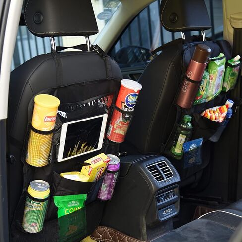 Exptolii Car Backseat Organizer, Seat Back Protector Kick Mats with 10" Tablet Holder and 10 Storage Pockets for Kids, Toddlers, Travel Accessories (1 Pack) in Kuwait