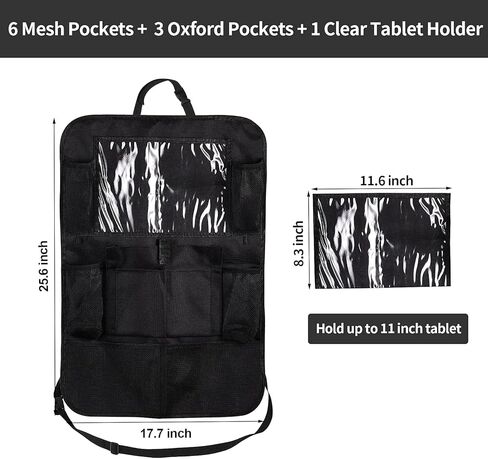 Exptolii Car Backseat Organizer, Seat Back Protector Kick Mats with 10" Tablet Holder and 10 Storage Pockets for Kids, Toddlers, Travel Accessories (1 Pack) in Kuwait