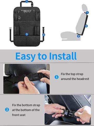 Exptolii Car Backseat Organizer, Seat Back Protector Kick Mats with 10" Tablet Holder and 10 Storage Pockets for Kids, Toddlers, Travel Accessories (1 Pack) in Kuwait