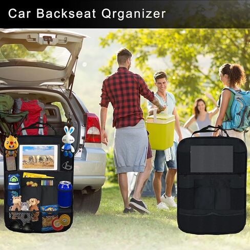 Exptolii Car Backseat Organizer, Seat Back Protector Kick Mats with 10" Tablet Holder and 10 Storage Pockets for Kids, Toddlers, Travel Accessories (1 Pack) in Kuwait
