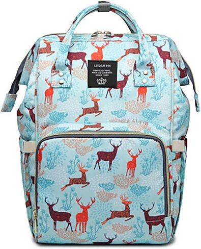 حقيبة ظهر لحفاضات الأطفال من ستارتي متعددة الوظائف، حقائب ظهر للحفاضات، حقيبة ظهر مقاومة للماء للأم والأب، حقائب أطفال ذات سعة كبيرة (غزال، أزرق) in Kuwait