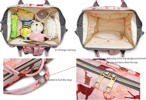 حقيبة ظهر لحفاضات الأطفال من ستارتي متعددة الوظائف، حقائب ظهر للحفاضات، حقيبة ظهر مقاومة للماء للأم والأب، حقائب أطفال ذات سعة كبيرة (غزال، أزرق) in Kuwait