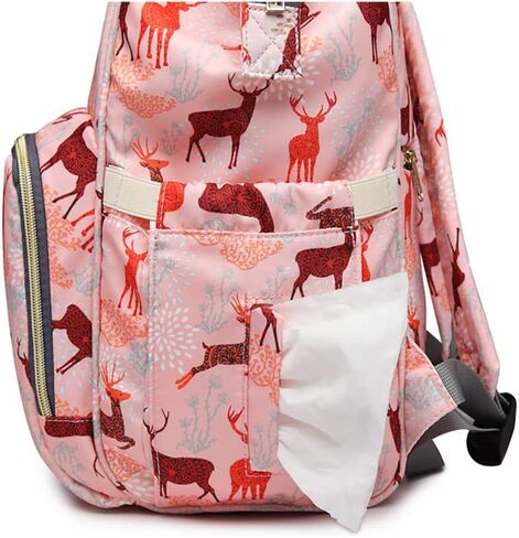 حقيبة ظهر لحفاضات الأطفال من ستارتي متعددة الوظائف، حقائب ظهر للحفاضات، حقيبة ظهر مقاومة للماء للأم والأب، حقائب أطفال ذات سعة كبيرة (غزال، أزرق) in Kuwait