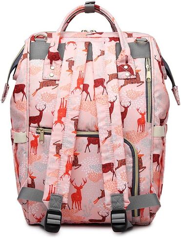 حقيبة ظهر لحفاضات الأطفال من ستارتي متعددة الوظائف، حقائب ظهر للحفاضات، حقيبة ظهر مقاومة للماء للأم والأب، حقائب أطفال ذات سعة كبيرة (غزال، أزرق) in Kuwait