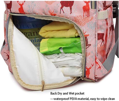 حقيبة ظهر لحفاضات الأطفال من ستارتي متعددة الوظائف، حقائب ظهر للحفاضات، حقيبة ظهر مقاومة للماء للأم والأب، حقائب أطفال ذات سعة كبيرة (غزال، أزرق) in Kuwait