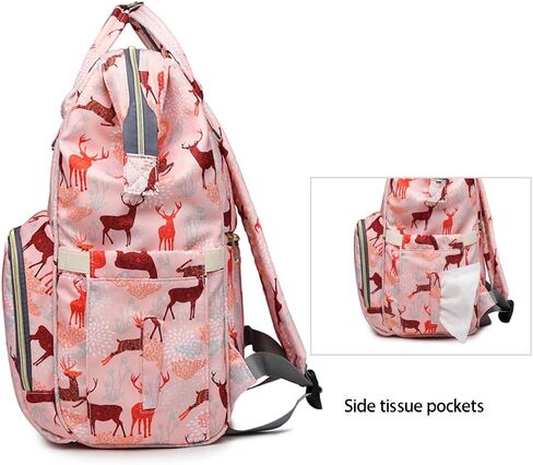 حقيبة ظهر لحفاضات الأطفال من ستارتي متعددة الوظائف، حقائب ظهر للحفاضات، حقيبة ظهر مقاومة للماء للأم والأب، حقائب أطفال ذات سعة كبيرة (غزال، أزرق) in Kuwait