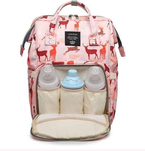 حقيبة ظهر لحفاضات الأطفال من ستارتي متعددة الوظائف، حقائب ظهر للحفاضات، حقيبة ظهر مقاومة للماء للأم والأب، حقائب أطفال ذات سعة كبيرة (غزال، أزرق) in Kuwait