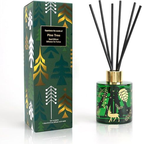 Reed Diffuser Set, Pine Tree Scented,8 Scent Diffuser Sticks with Christmas Bottle Design,Home Decor Bedroom Living Room Bathroom Office in Saudi Arabia