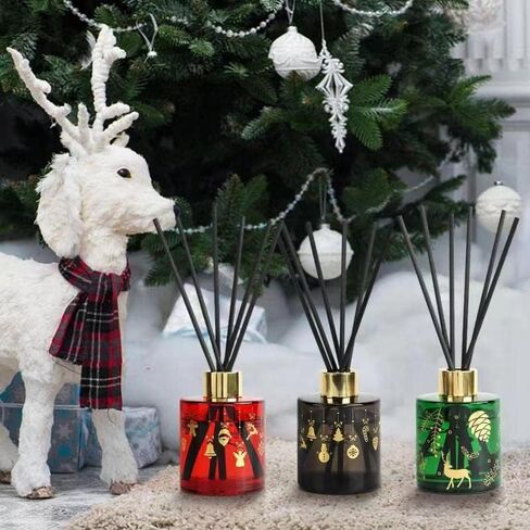 Reed Diffuser Set, Pine Tree Scented,8 Scent Diffuser Sticks with Christmas Bottle Design,Home Decor Bedroom Living Room Bathroom Office in Saudi Arabia