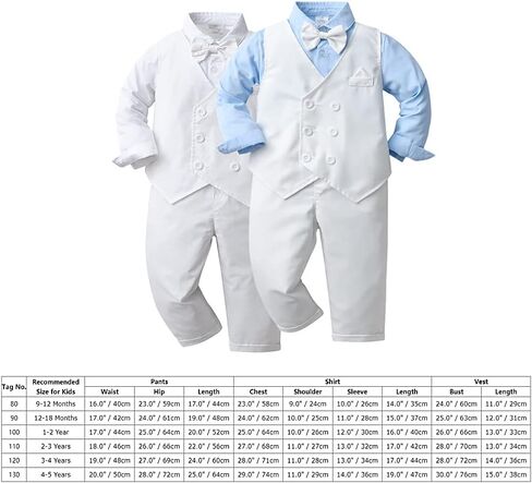 IDOPIP طفل أطفال طفل بنين ملابس الخريف الشتاء قميص طويل الأكمام مع ربطة عنق + سترة صدرية + السراويل الطويلة وزرة الملابس in Kuwait