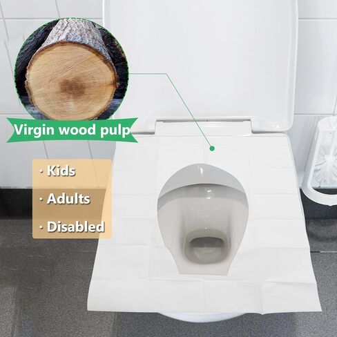 100 قطعة من اغطية مقاعد المرحاض للاستعمال مرة واحدة، غطاء ورقي لمقعد المرحاض المحمول للسفر للبالغين والاطفال للتدريب على استخدام النونية والسفر، 10 قطع تعبئة فردية in Kuwait