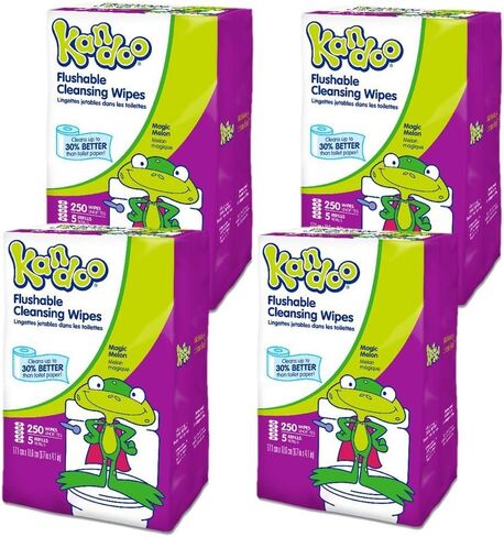 كاندو مناديل مبللة قابلة للغسل للرضع والاطفال من ماجيك ميلون، قماش تنظيف رطب للتدريب على استخدام النونية، 250 قطعة (عبوة من 4 قطع) in Kuwait