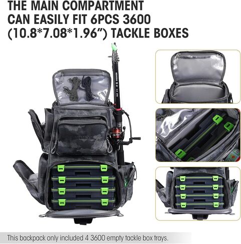 VISMIX Fishing Tackle Backpack with 4 Tackle Boxes Large Waterproof Tackle Bag Storage,Waterproof Protective Rain Cover,Backpack for Trout Fishing Outdoor Sports Camping Hiking in Kuwait