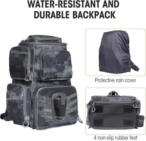 VISMIX Fishing Tackle Backpack with 4 Tackle Boxes Large Waterproof Tackle Bag Storage,Waterproof Protective Rain Cover,Backpack for Trout Fishing Outdoor Sports Camping Hiking in Kuwait