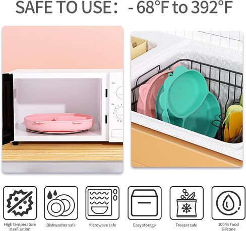 مجموعة تغذية الطفل من ديجوي، مجموعة أدوات تناول الطعام للأطفال الصغار مع شوكة ملعقة وقش قابل للإزالة للتغذية الذاتية، أواني فطام الطفل آمنة للاستخدام في الميكروويف وغسالة الأطباق - أخضر in Kuwait