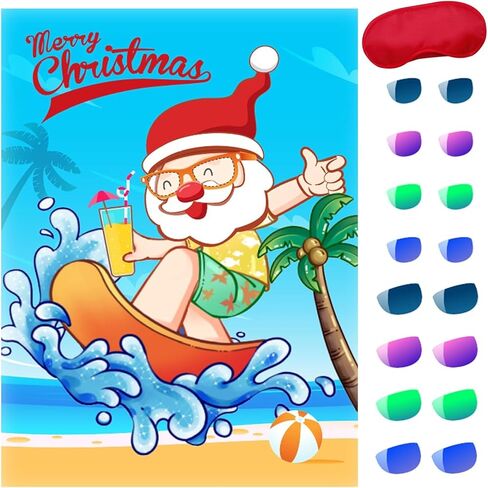 لعبة حفلة عيد الميلاد، العدسات على نظارات سانتا كلوز، ألعاب عيد الميلاد للأطفال لحفلات عيد الميلاد وأنشطة عيد الميلاد للعائلات، قم بتثبيت العدسة على الملصق بعد بيع التخليص في عيد الميلاد in Kuwait