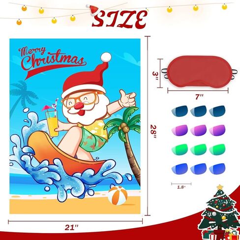 لعبة حفلة عيد الميلاد، العدسات على نظارات سانتا كلوز، ألعاب عيد الميلاد للأطفال لحفلات عيد الميلاد وأنشطة عيد الميلاد للعائلات، قم بتثبيت العدسة على الملصق بعد بيع التخليص في عيد الميلاد in Kuwait