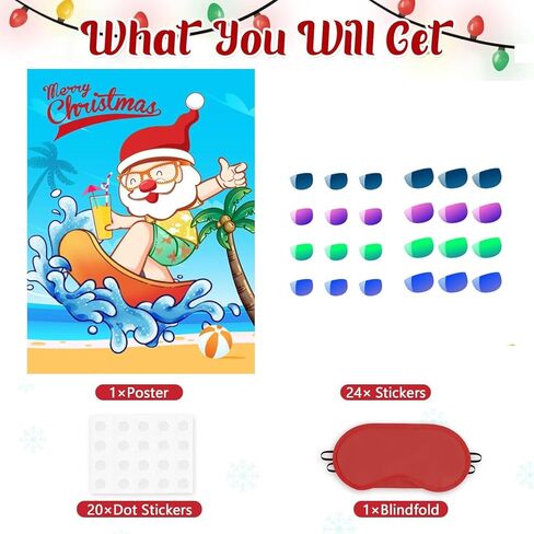 لعبة حفلة عيد الميلاد، العدسات على نظارات سانتا كلوز، ألعاب عيد الميلاد للأطفال لحفلات عيد الميلاد وأنشطة عيد الميلاد للعائلات، قم بتثبيت العدسة على الملصق بعد بيع التخليص في عيد الميلاد in Kuwait
