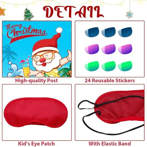 لعبة حفلة عيد الميلاد، العدسات على نظارات سانتا كلوز، ألعاب عيد الميلاد للأطفال لحفلات عيد الميلاد وأنشطة عيد الميلاد للعائلات، قم بتثبيت العدسة على الملصق بعد بيع التخليص في عيد الميلاد in Kuwait