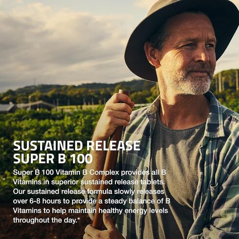 برونسون فيتامين ب 100 مركب عالي الفعالية ومستدام (فيتامين ب1، ب2، ب3، ب6، ب9 - حمض الفوليك، ب12)، 120 قرصًا in Kuwait