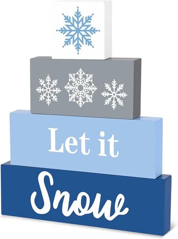 4 قطع من علامات الكريسماس الخشبية دعها ثلج ديكور الطاولة ريفي عيد الميلاد صينية متدرجة ديكور ندفة الثلج كتل عيد الميلاد لطاولة الشتاء زينة عيد الميلاد in Kuwait