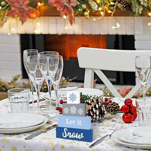 4 قطع من علامات الكريسماس الخشبية دعها ثلج ديكور الطاولة ريفي عيد الميلاد صينية متدرجة ديكور ندفة الثلج كتل عيد الميلاد لطاولة الشتاء زينة عيد الميلاد in Kuwait