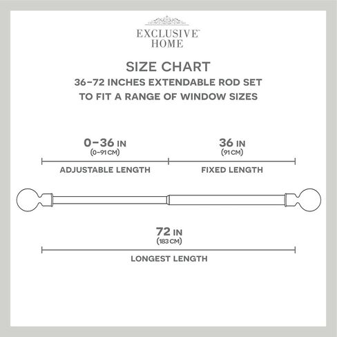 Exclusive Home Sphere 1" Curtain Rod and Coordinating Finial Set, Matte Bronze, Adjustable 36"-72" in Kuwait