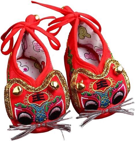 أحذية Coco Dolphin Baby Tiger لعمر 6 أشهر للأطفال الرضع والبنات هدية السنة الصينية الجديدة الآسيوية تانغ التقليدية للاحتفال بـ 100 يوم باللون الأحمر in Kuwait