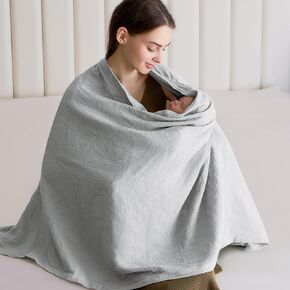 Muslin Nursing Cover for Baby Breastfeeding, Breathable 100% Cotton 5.6 * 2.6 FT Snap-Button Design Versatile Muslin Nursing Covers for Mom's Privacy and Baby's Comfort (Summer Wheat)