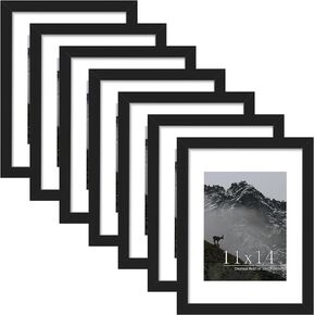مجموعة إطارات صور Picrit مقاس 8 × 10 مكونة من 7 قطع، عرض 5 × 7 مع حصيرة أو 8 × 10 بدون حصيرة، إطارات صور للتركيب على الحائط أو شاشة العرض على سطح الطاولة، أسود.