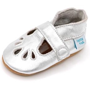 Dotty Fish Baby Shoes, Girls leather T-Bar crib shoes