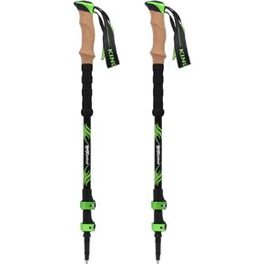 KINGGEAR Carbon Fiber Hiking Poles – Telescopic Collapsible Flip Locks Nordic Walking Sticks with Natural Cork Handle and EVA Grips Trekking Poles