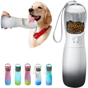 2-in-1 Portable Dog Water Bottle, Food Grade Dog Travel Water Bottle for Dogs with Food Container, 19Oz Leak Proof Portable Dog Water Bowl Dispenser, Dog Birthday Gifts (Blue) in Kuwait