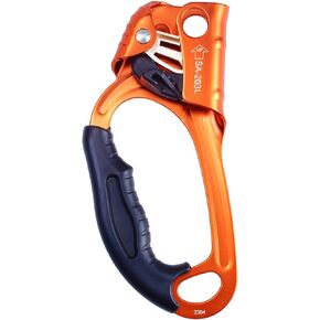 S.E.PEAK Hand Ascender CE Certified Strong Rappelling Gear Equipment with Ergonomic Rubber Handle for Rock Climbing Tree Arborist, Climbing Rescue Caving, Mountaineering, 8~13MM Rope, Right/Left Hand