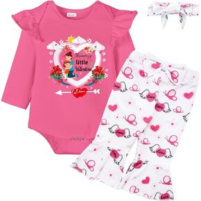 ملابس Xuomuen لحديثي الولادة للفتيات الأم لعيد الحب الصغير، بدلة لعيد الحب الأول للرضع + بنطلون + مجموعة ملابس عصابة الرأس in Kuwait