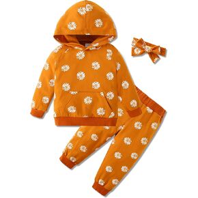 WESIDOM Toddler Girl Clothes Outfits Long Sleeve Hoodie Sweatshirt Pants Headband Toddler Girl Clothing Set in Kuwait