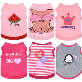 Frienda 6 Pack Clothes for Small Dogs, Cute Patterns, S Size in Kuwait