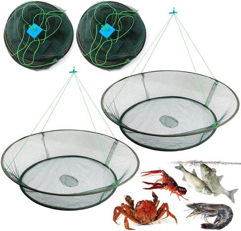 Portable Crab Net & Basket - Foldable Fishing Trap for Minnows, Crawfish, Shrimp in Saudi Arabia