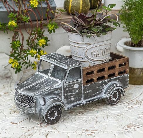 HSDDHOME Galvanized Vintage Metal Truck Décor Farmhouse Spring Autumn Decoration, Tabletop Storage Pick-up Truck Truck Christmas Decor & Great Gift for Holiday in Kuwait