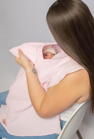 Muslin Nursing Cover for Baby Breastfeeding –Peekaboo Window -100% Breathable Cotton Privacy Nursing Shawl in Saudi Arabia