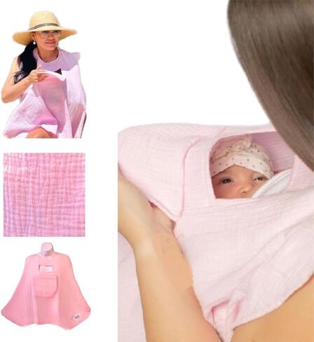 Muslin Nursing Cover for Baby Breastfeeding –Peekaboo Window -100% Breathable Cotton Privacy Nursing Shawl in Saudi Arabia