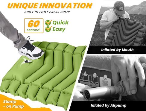 باي ميستليتو وسادة نوم للتخييم 2023، سجادة نوم قابلة للنفخ مع وسادة مضخة، مرتبة هوائية صغيرة وخفيفة الوزن ومقاومة للماء للتخييم بشنطة الظهر والمشي لمسافات طويلة والخيمة والسفر in Kuwait